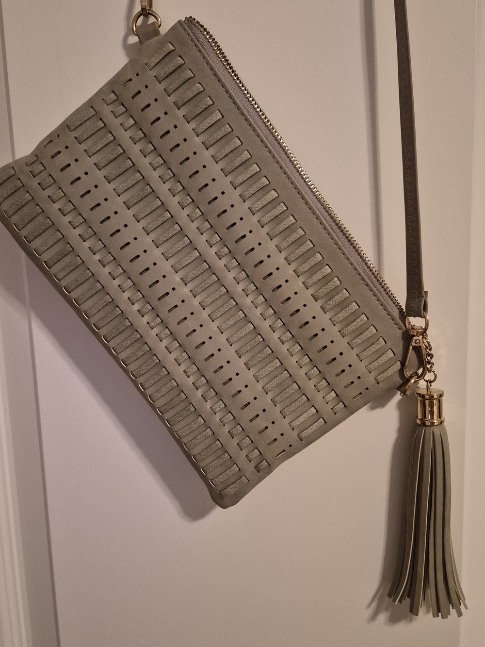 Gray Women’s Wristlet Clutch with Tassel